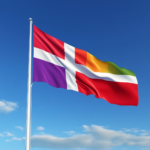 ai billede af det danske flag blandet med regnbuen